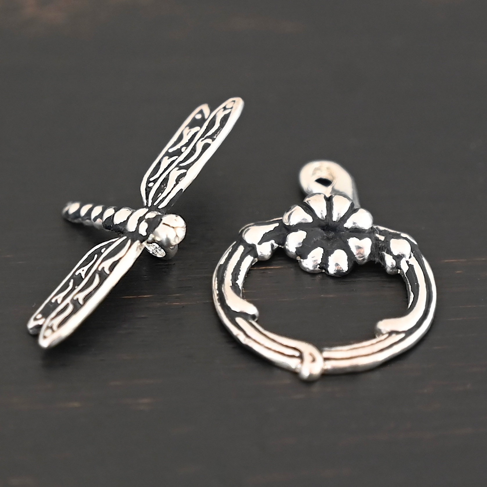 Dragonfly Toggle Clasp Dragonfly Toggle Clasp shown on dark background