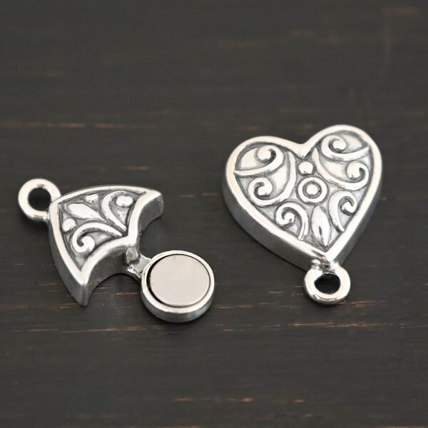 Magnetic Heart Clasp shown on dark background