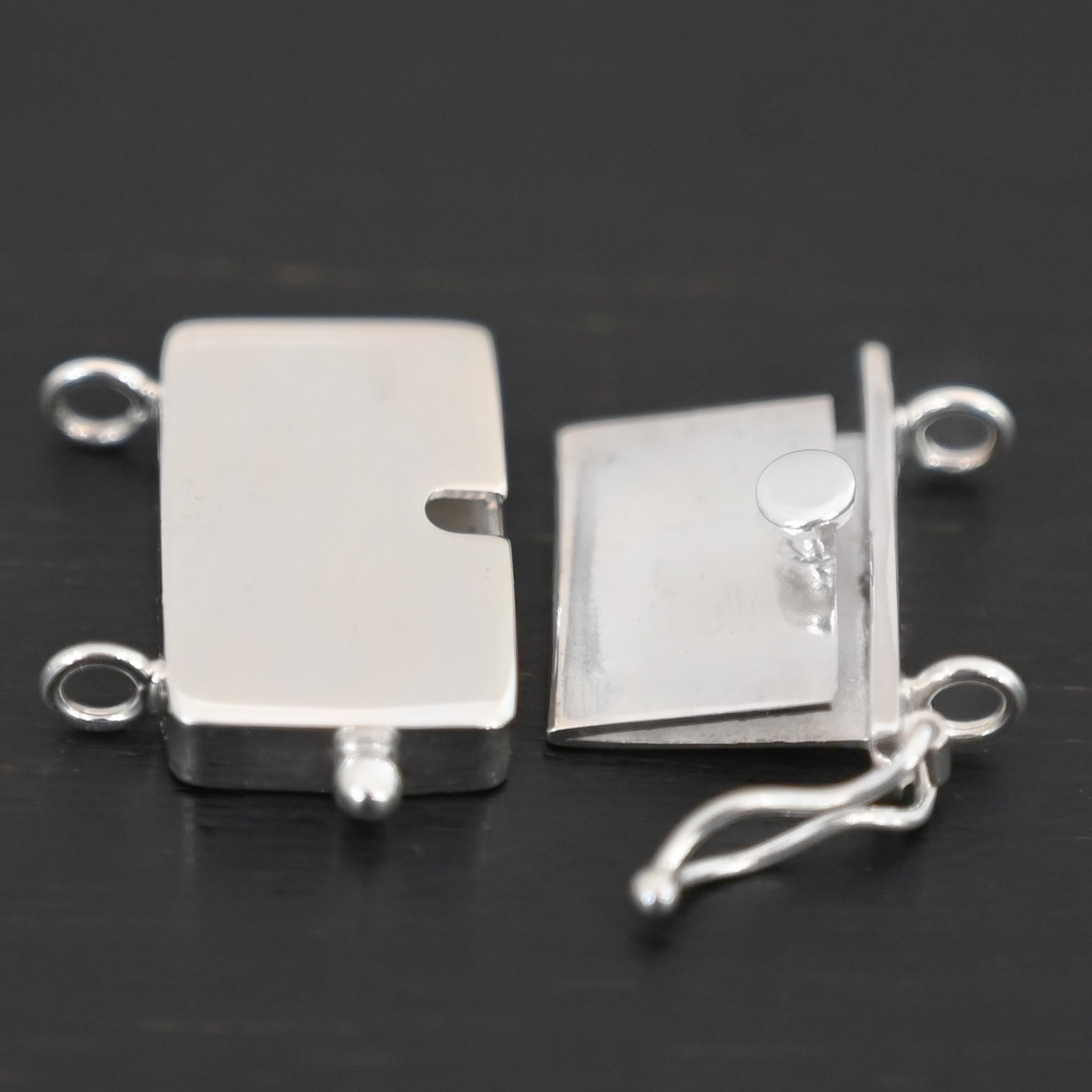 Box Clasp - shiny shown on dark background