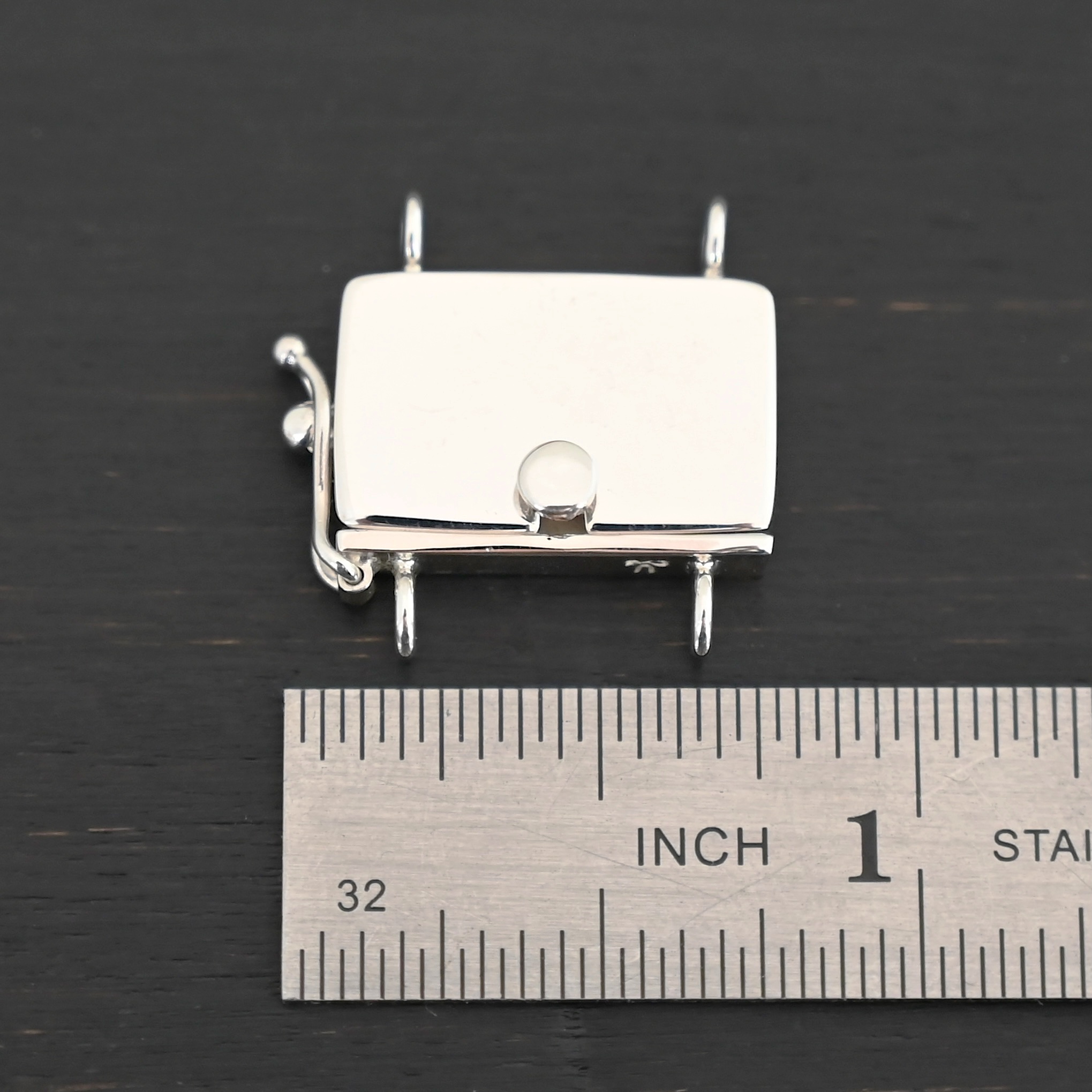 Box Clasp - shiny shown by ruler