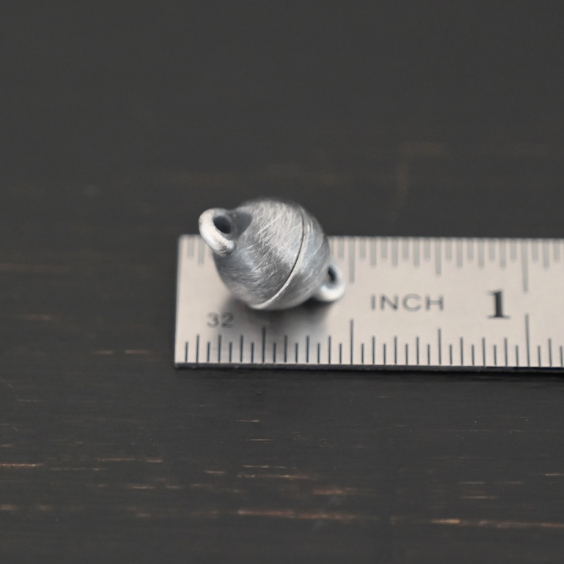 Melody Round Magnetic Clasp - oxidized shown by ruler