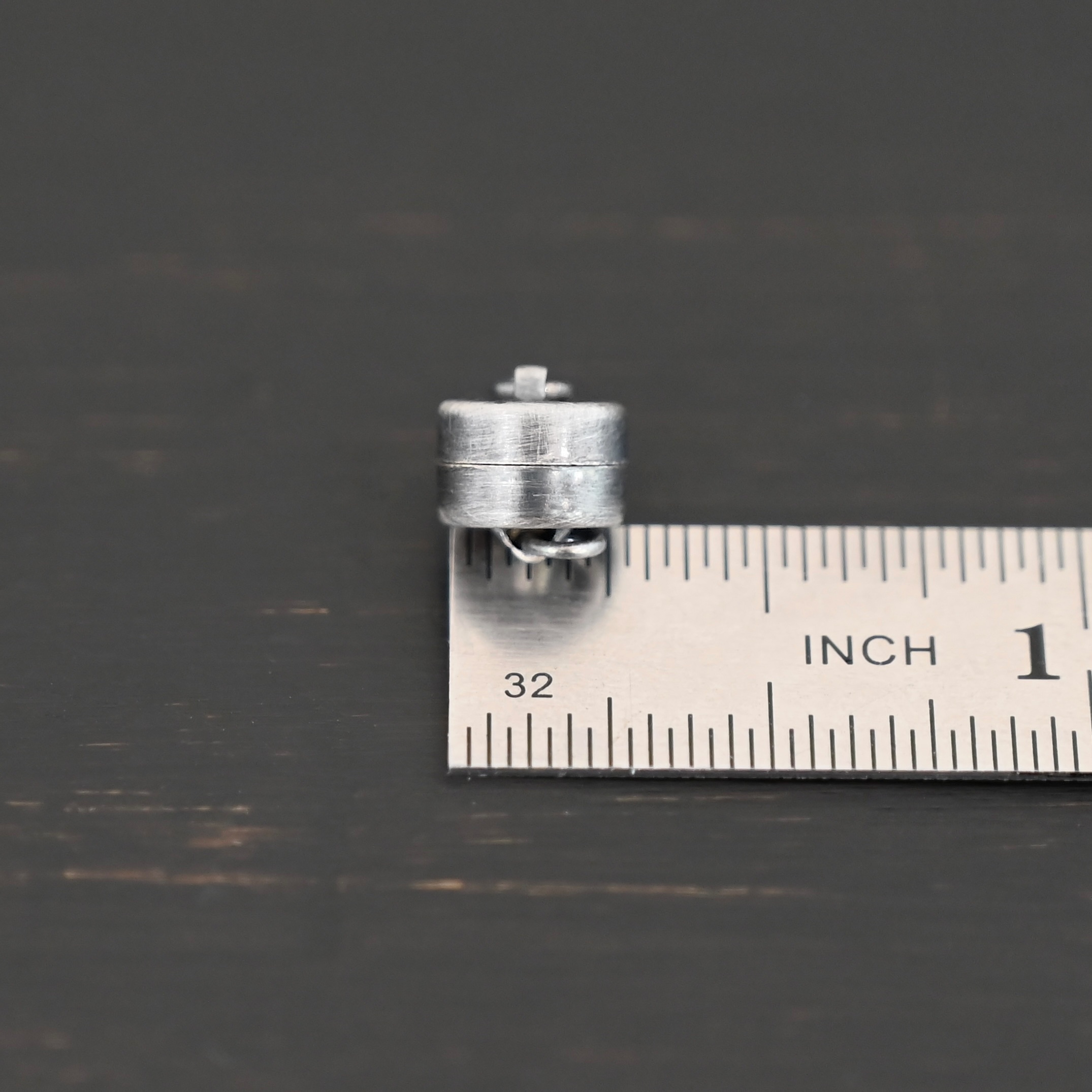 Melody Round Disc Magnetic Clasp - oxidized shown by ruler