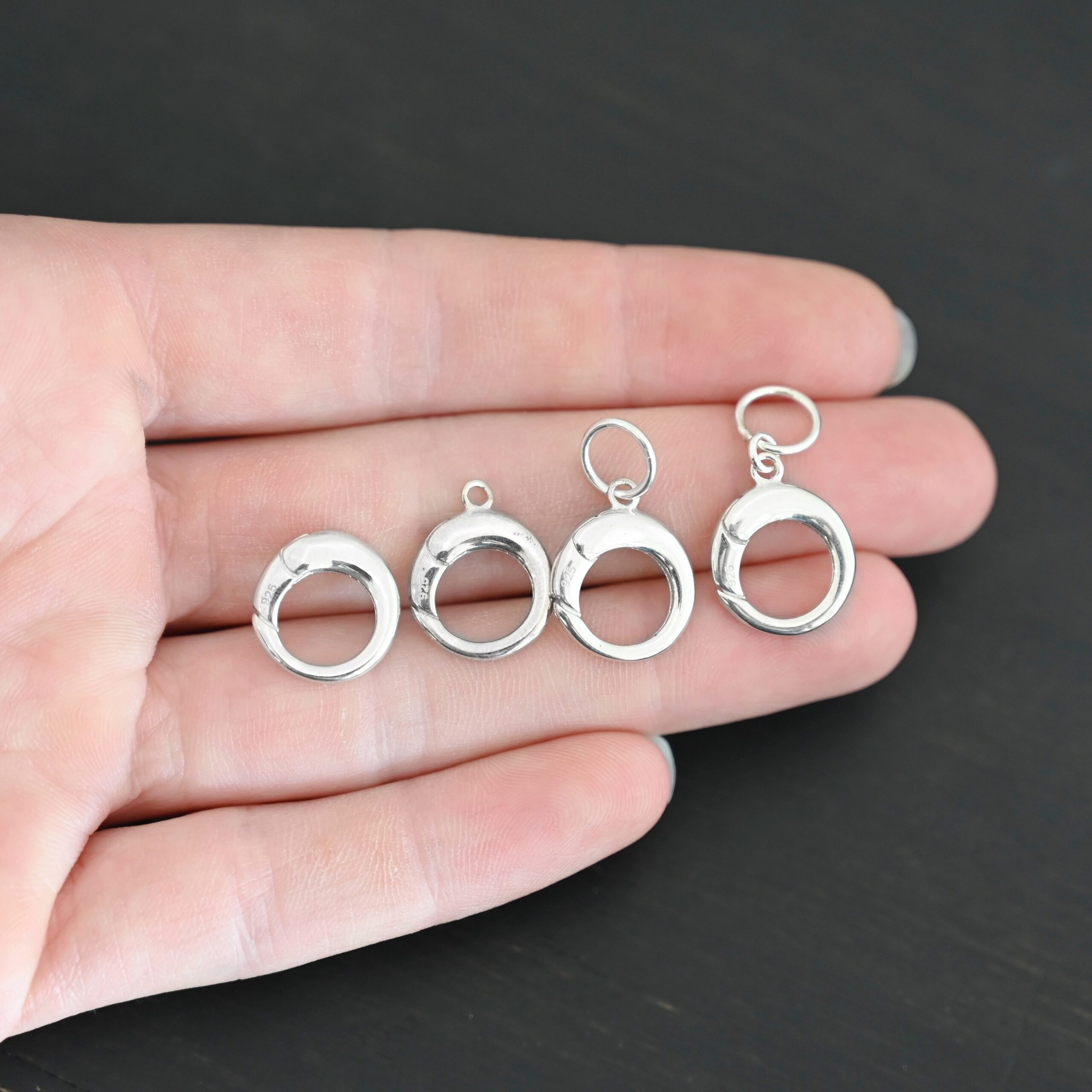 Pearl Push Clasp - large shiny shown in hand