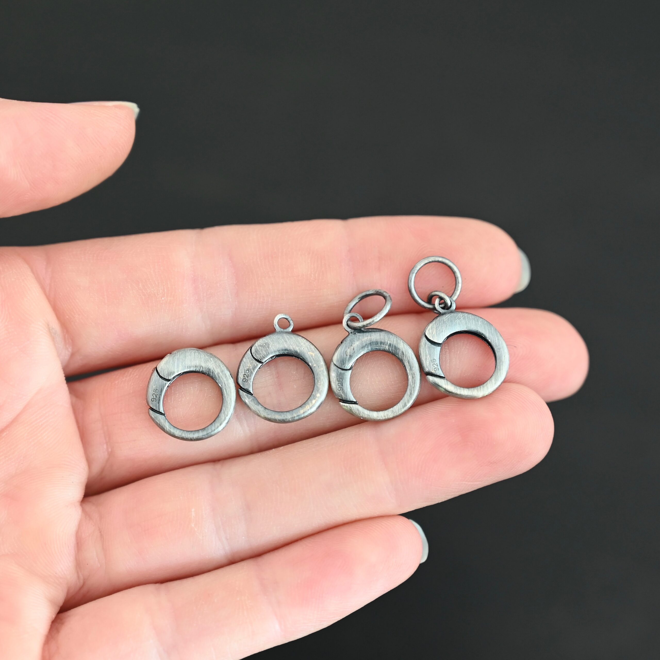 Pearl Push Clasp - large oxidized shown in hand