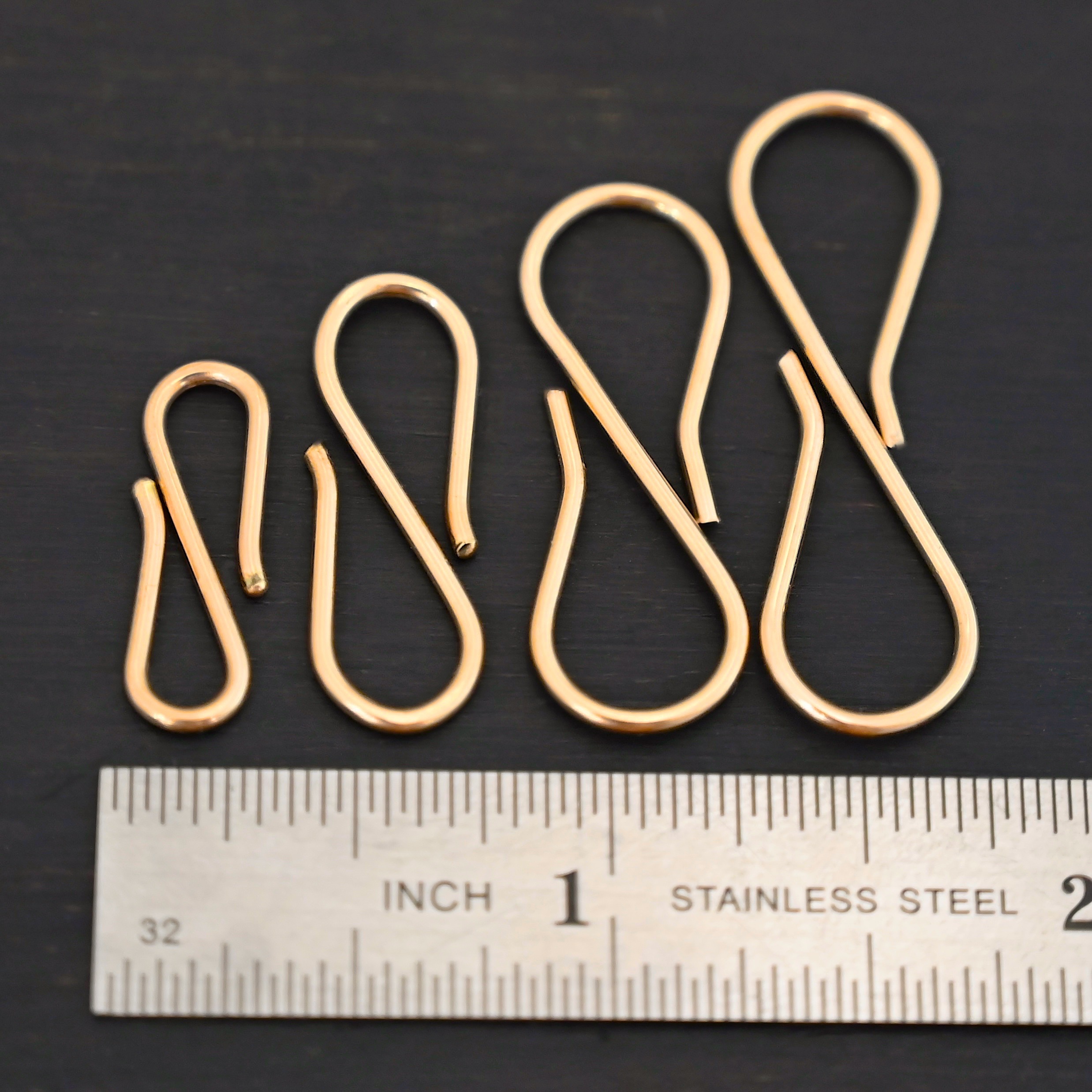 Stella 14k GF S Clasp shown by ruler