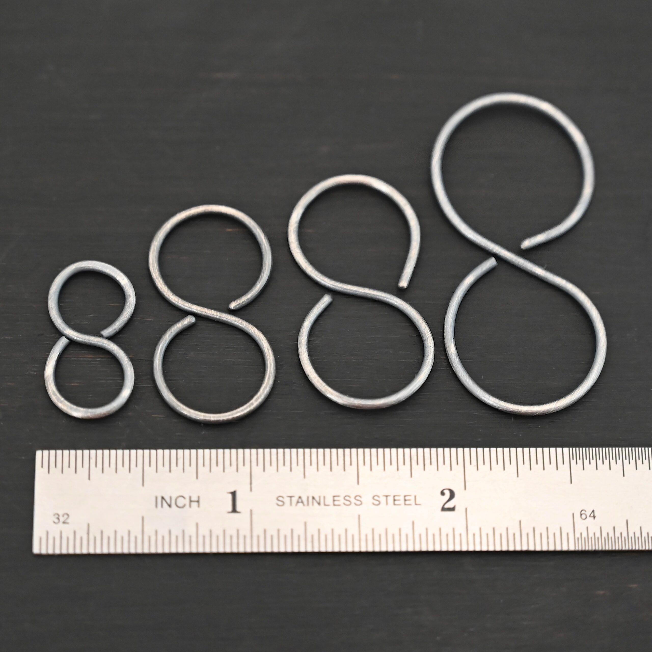 Sienna S Clasp - oxidized shown by ruler