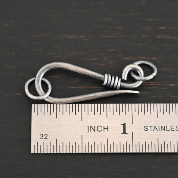 Hannah Clasp - oxidized shown by ruler