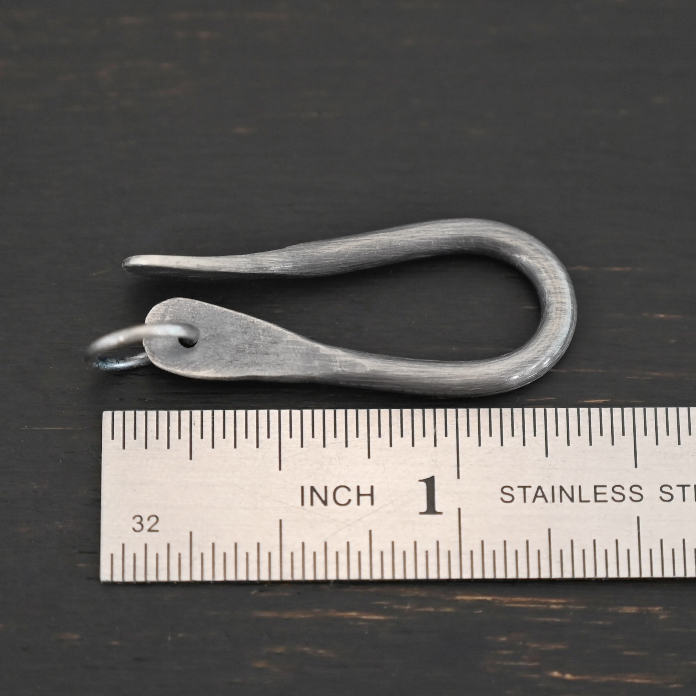 Harrison Hook Clasp - oxidized Harrison Hook Clasp - oxidized shown by ruler
