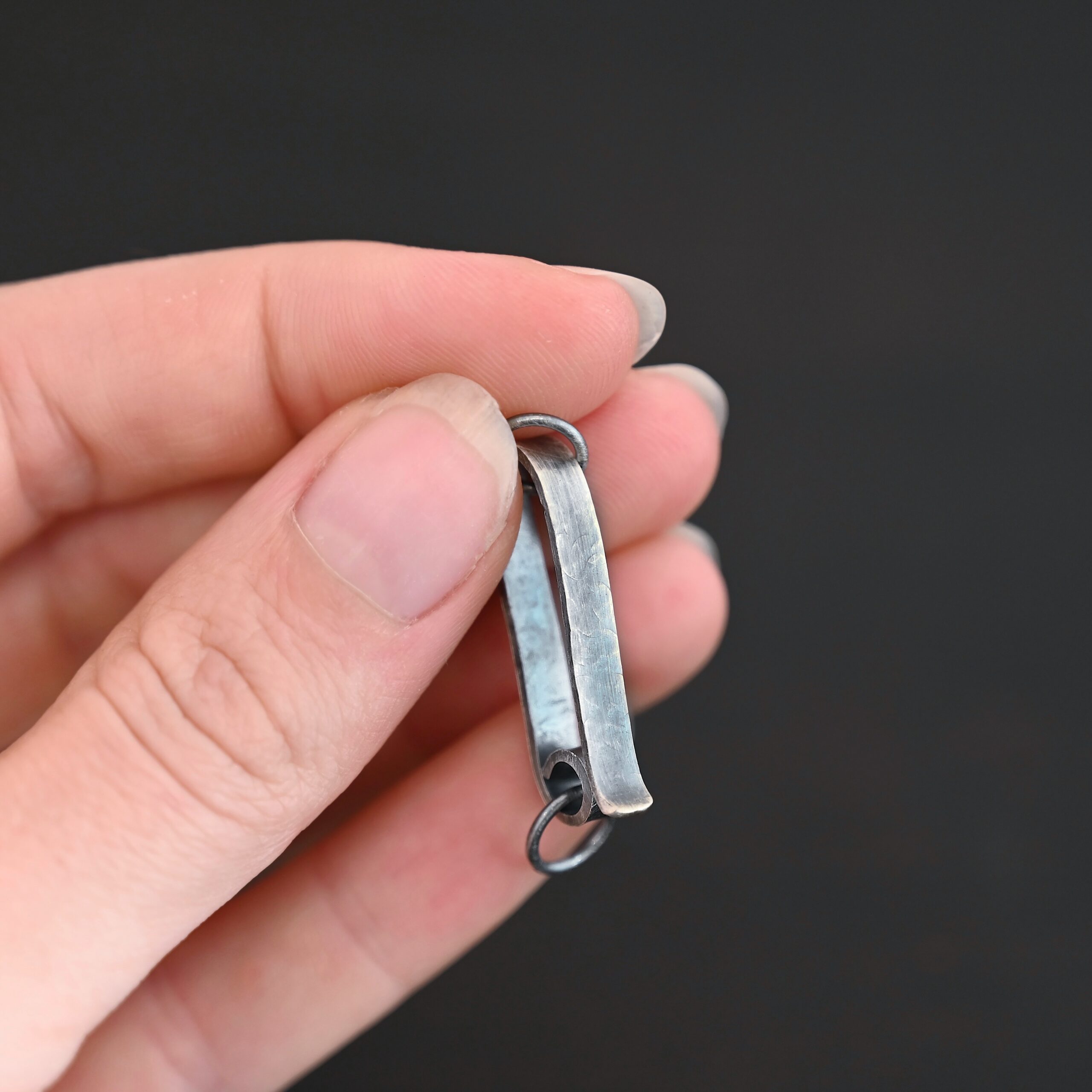 Hudson Hook Clasp - oxidized Hudson Hook Clasp - oxidized shown in hand