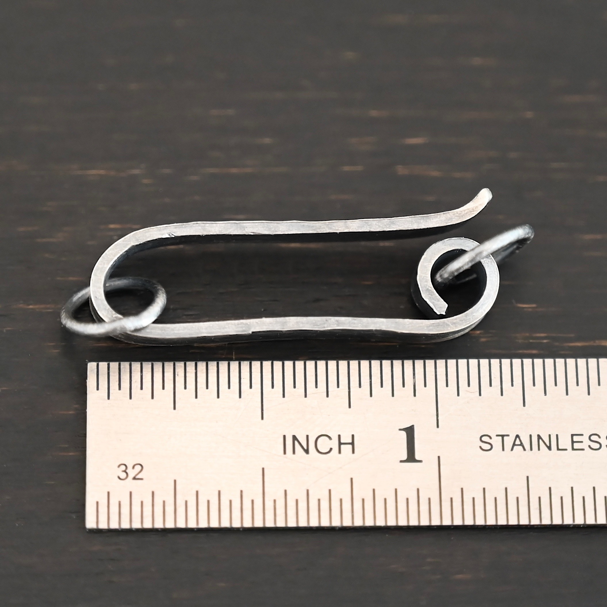Hudson Hook Clasp - oxidized Hudson Hook Clasp - oxidized shown by ruler