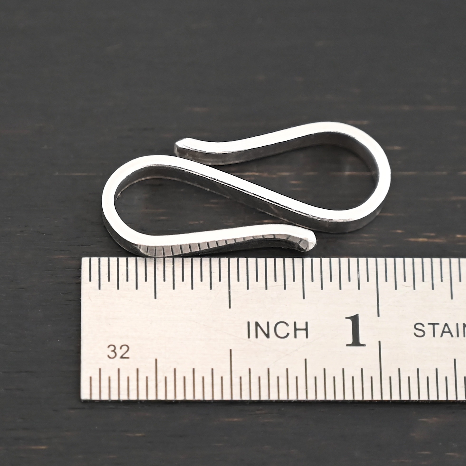 Stetson S Clasp - shiny shown by ruler