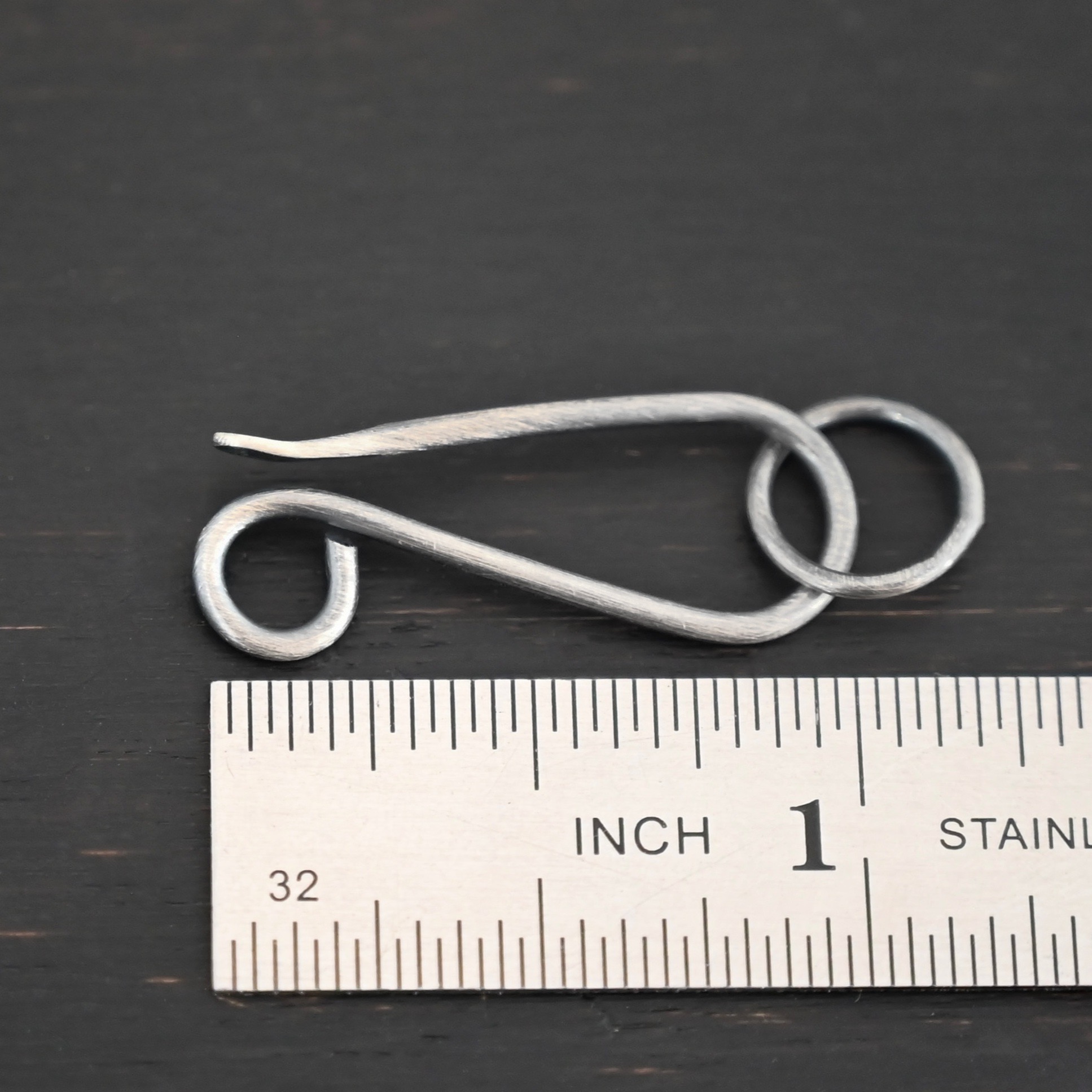 Hillary Hook Clasp - oxidized Hillary Hook Clasp - oxidized shown by ruler