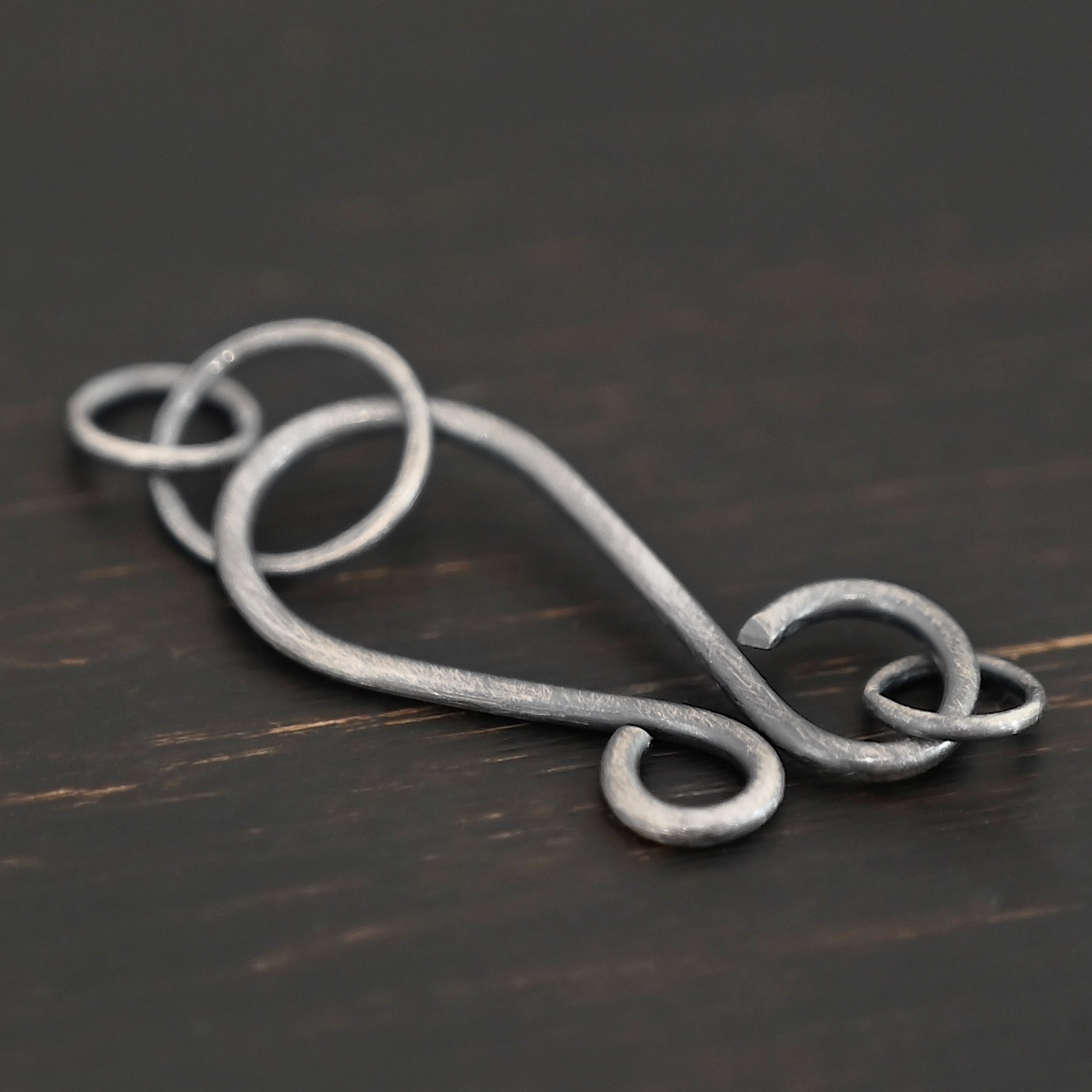 Harmony Hook Clasp - oxidized shown on dark background