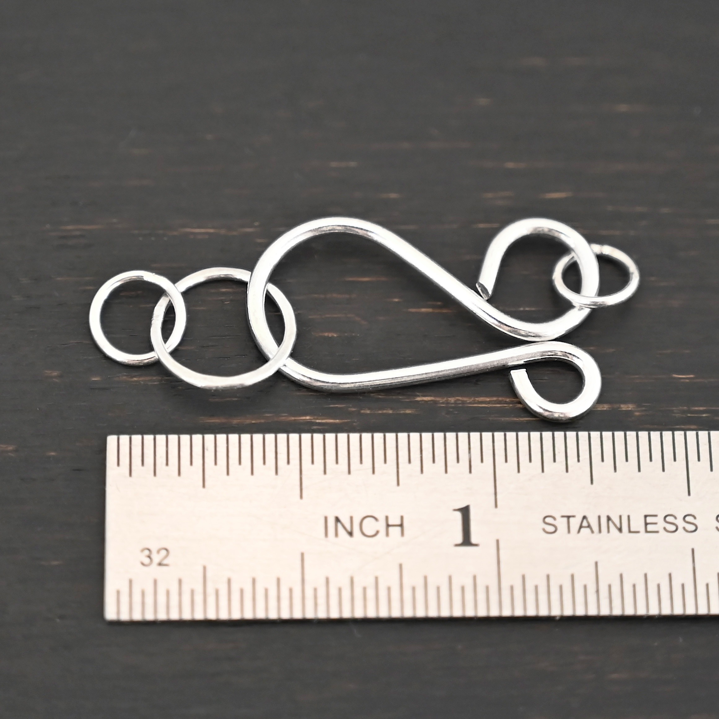 Harmony Hook Clasp - shiny shown by ruler