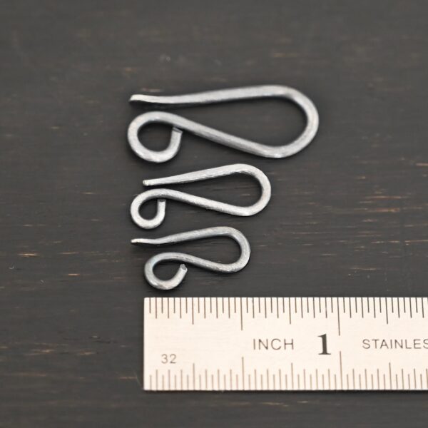 Hattie Hook Clasp - oxidized shown by ruler