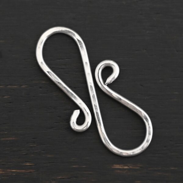 Summer S Clasp - shiny hammered shown on dark background