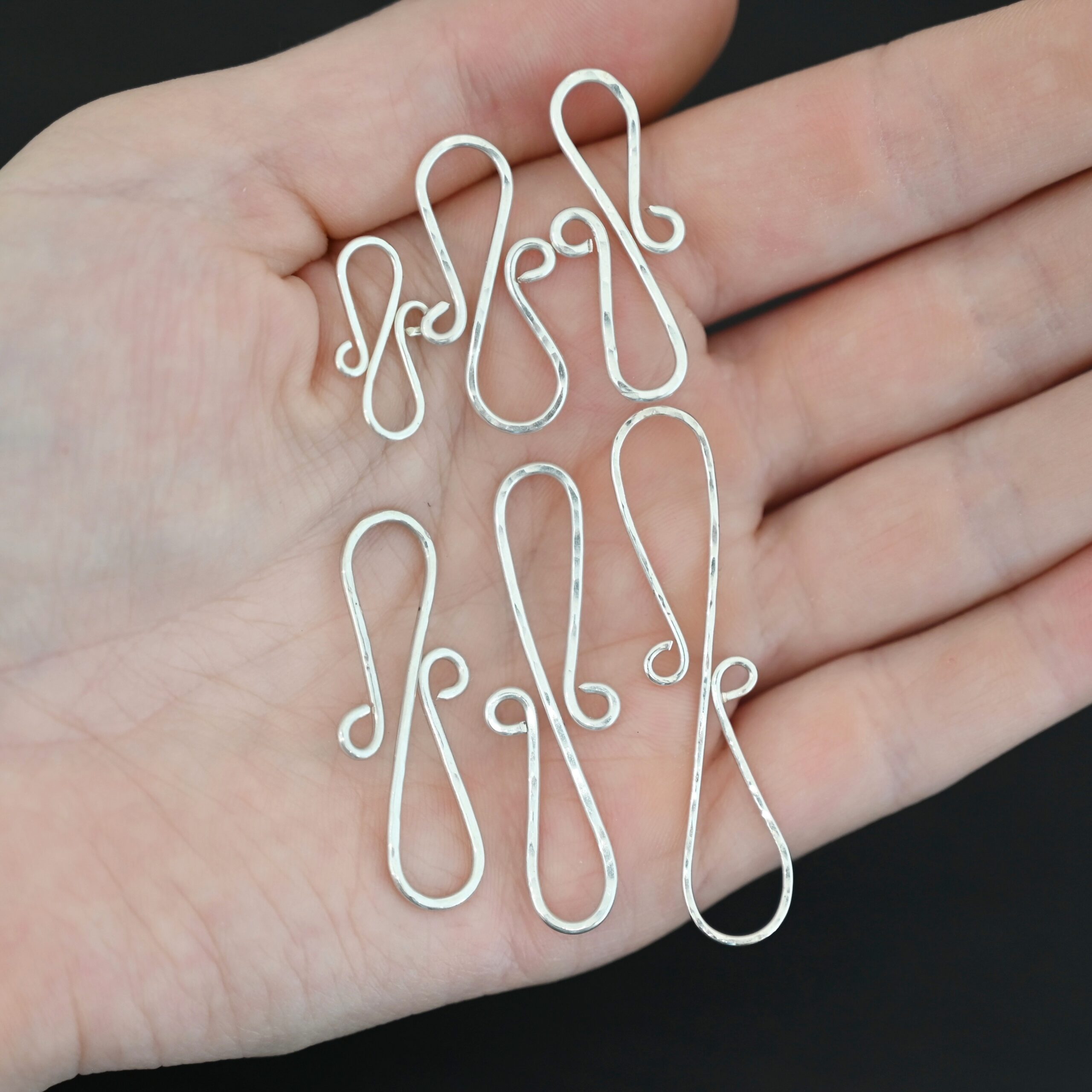 Summer S Clasp - shiny hammered shown in hand