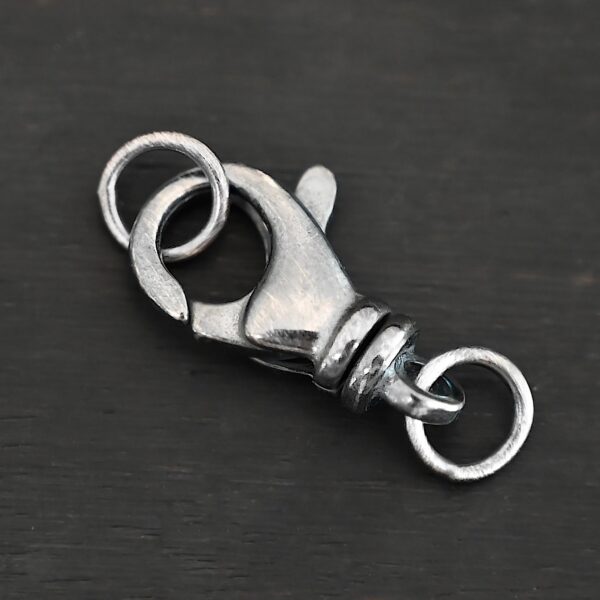 Sammy Swivel Lobster Claw - oxidized closed JR shown on dark background