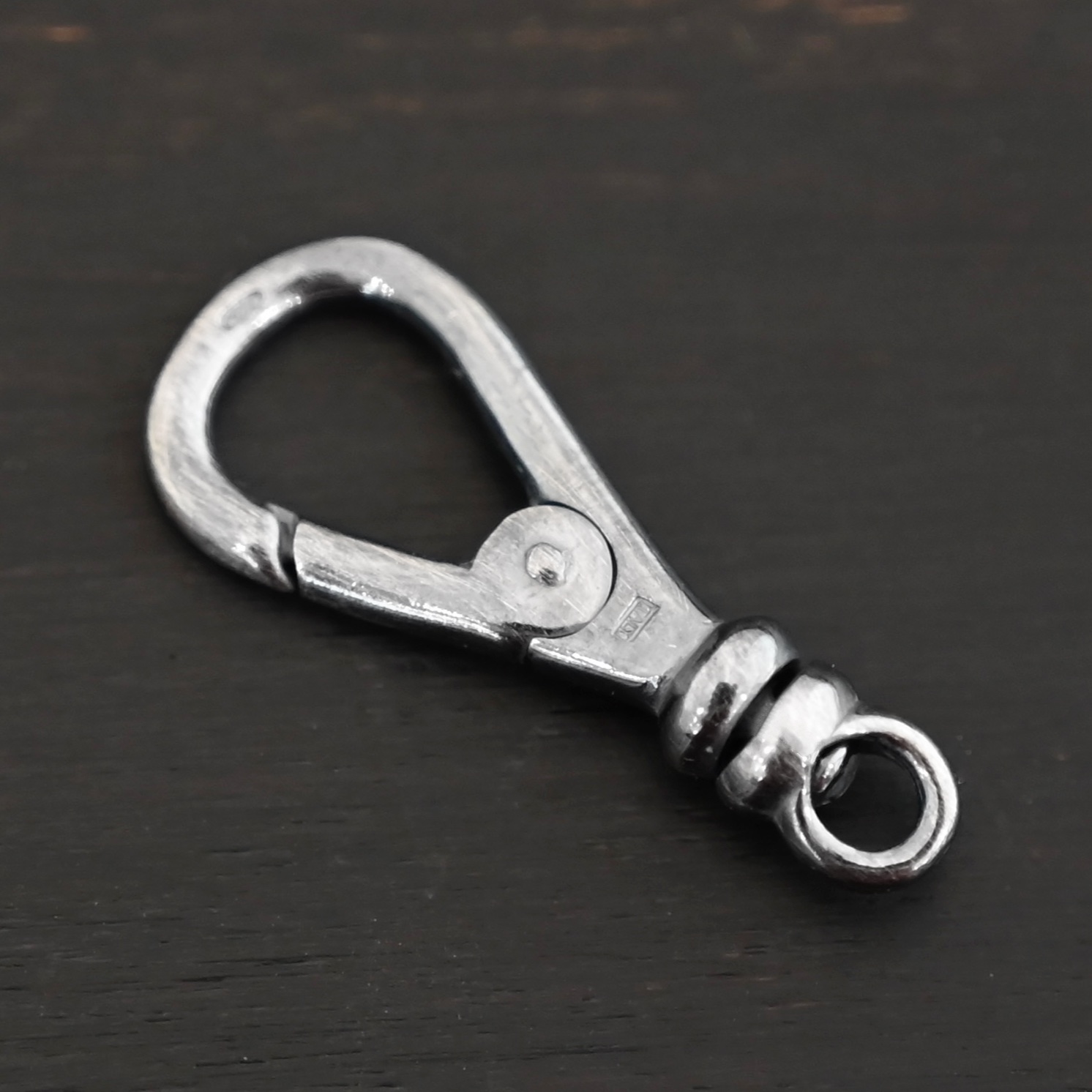 Sage Swivel Lobster Claw Clasp - 27mm oxidized shown on dark background