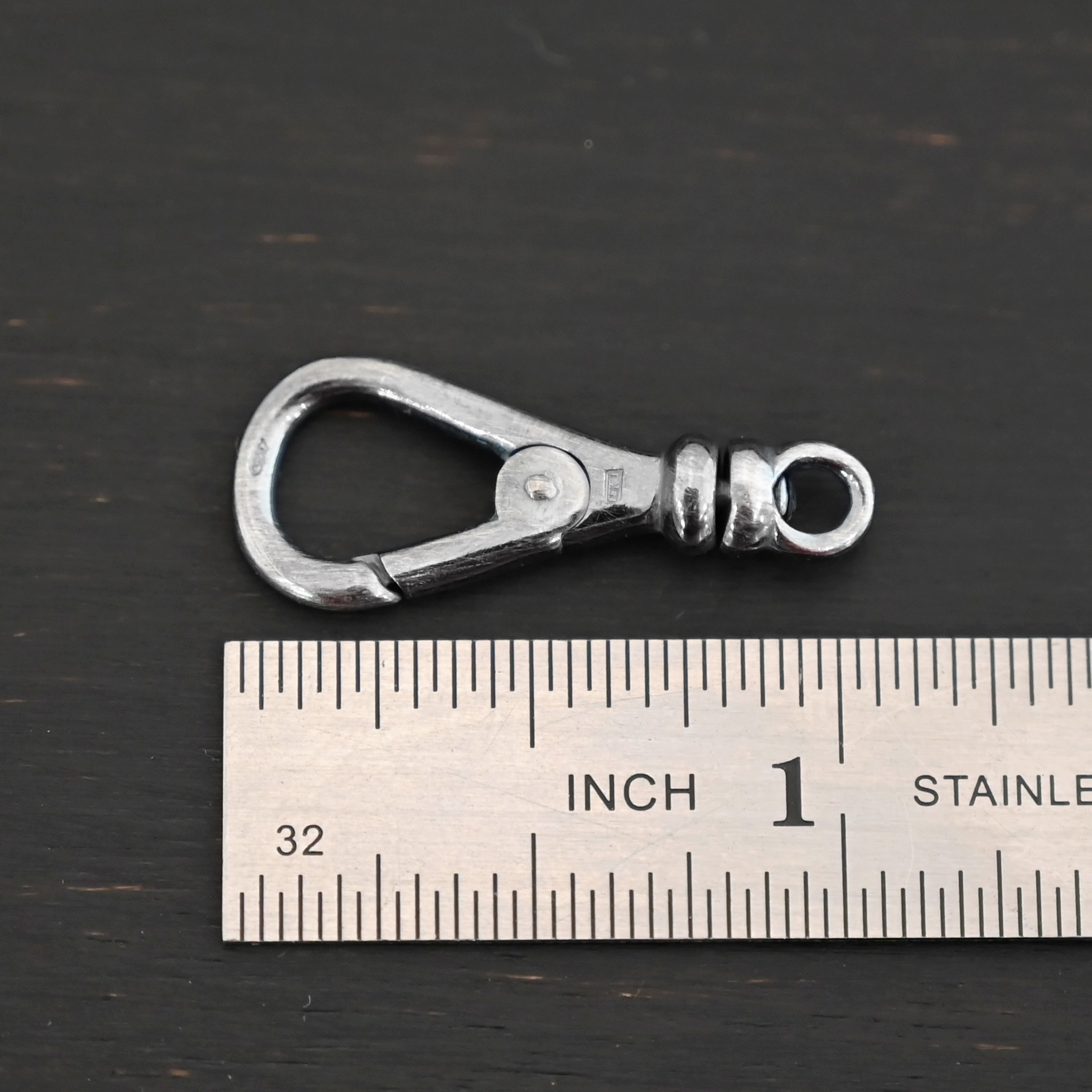 Sage Swivel Lobster Claw Clasp - 27mm oxidized shown by ruler
