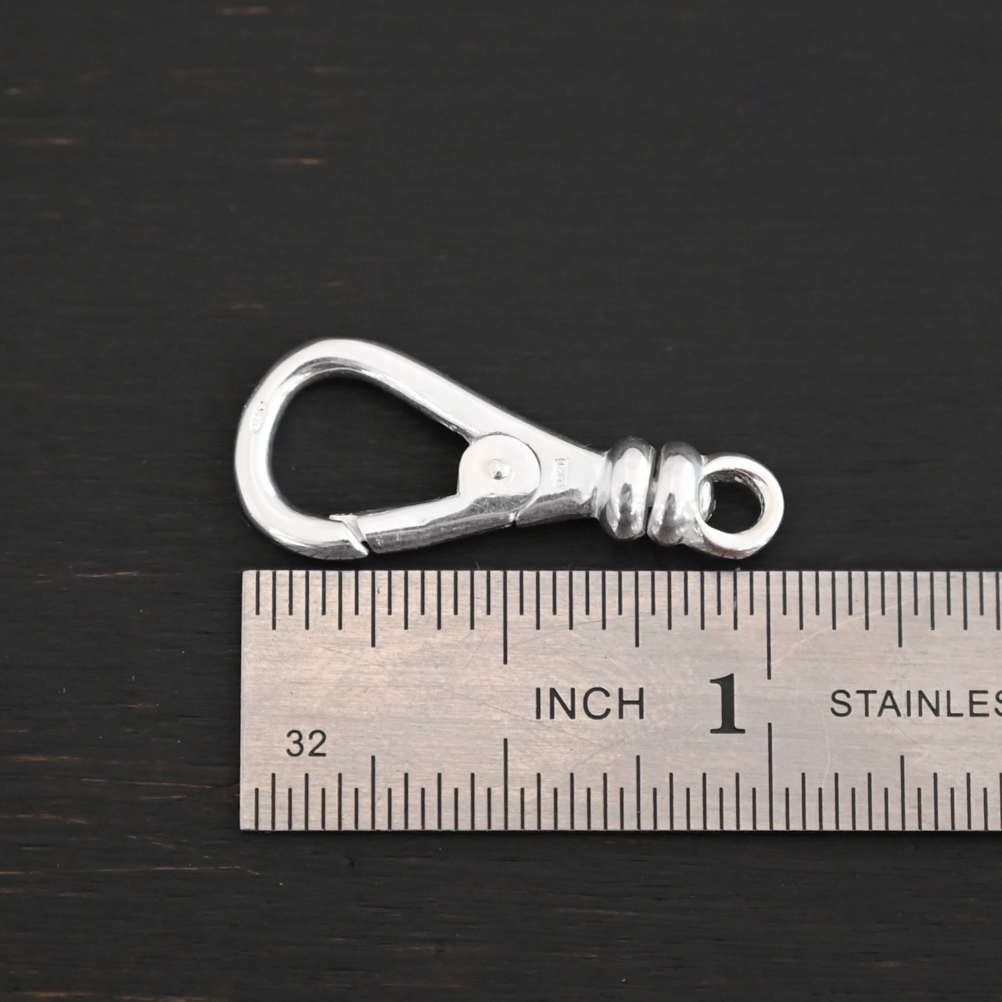 Sage Swivel Lobster Claw Clasp - 27mm shiny shown by ruler