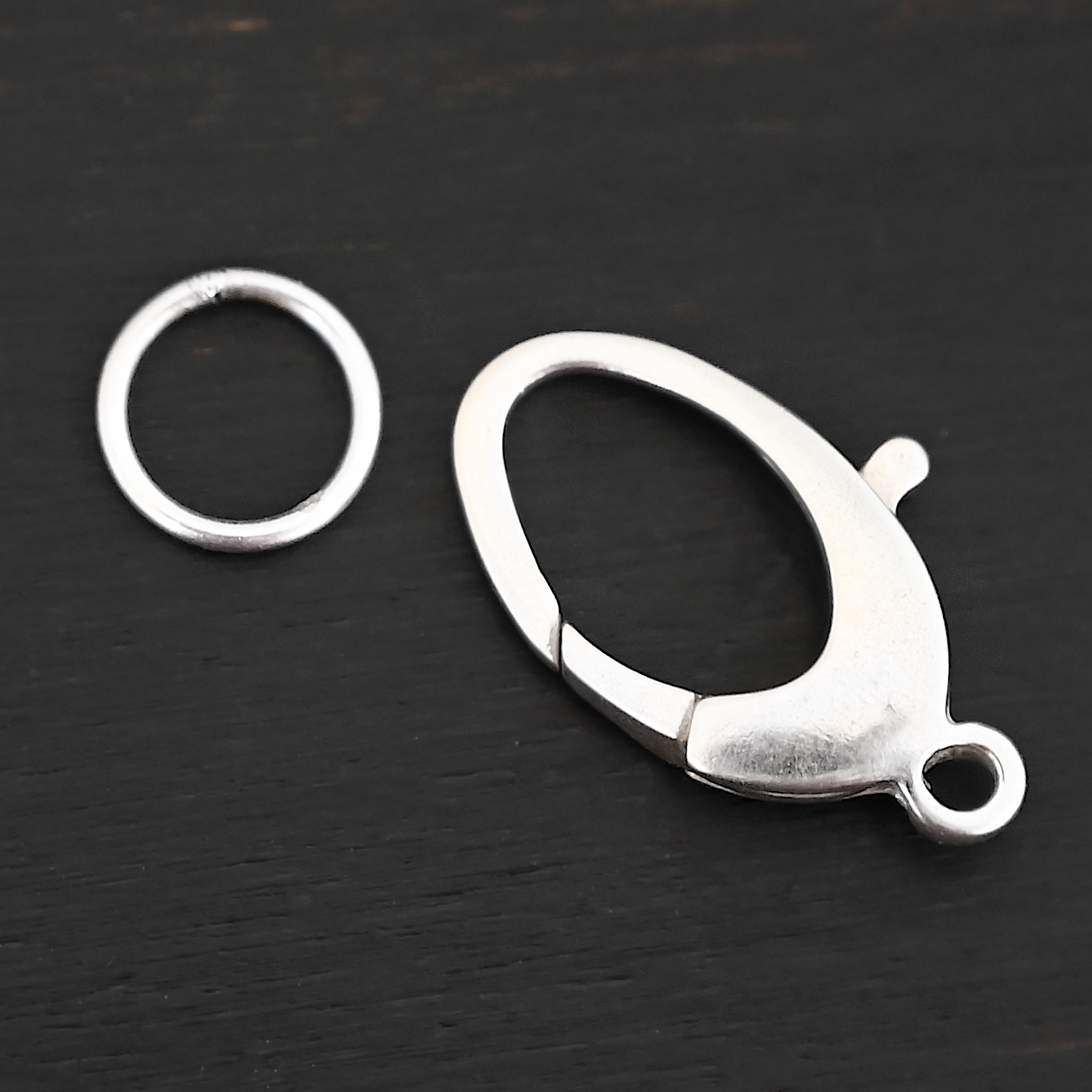 Luna Lobster Claw Clasp with JR - shiny shown on dark background