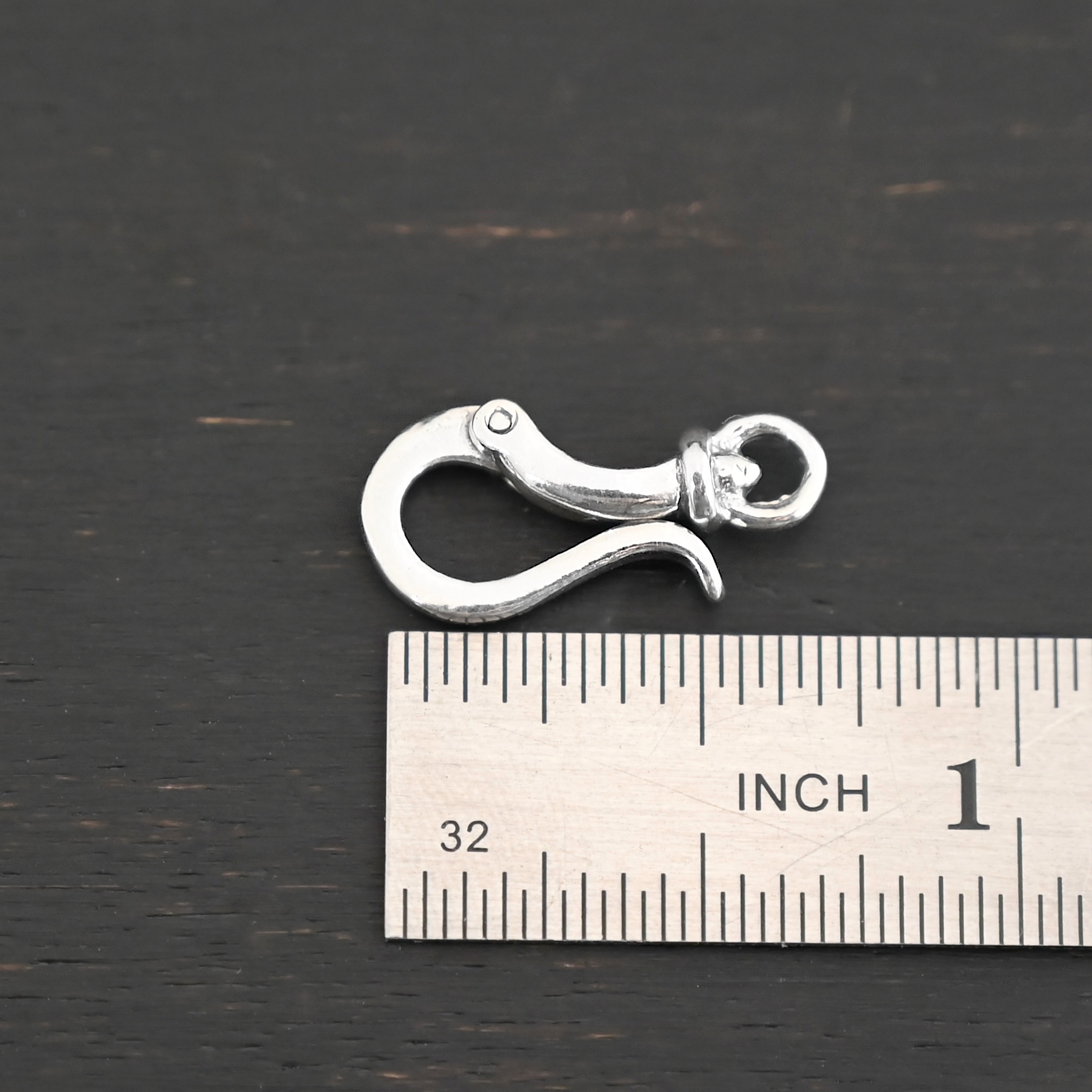 Henry Hook Clasp - shiny shown by ruler