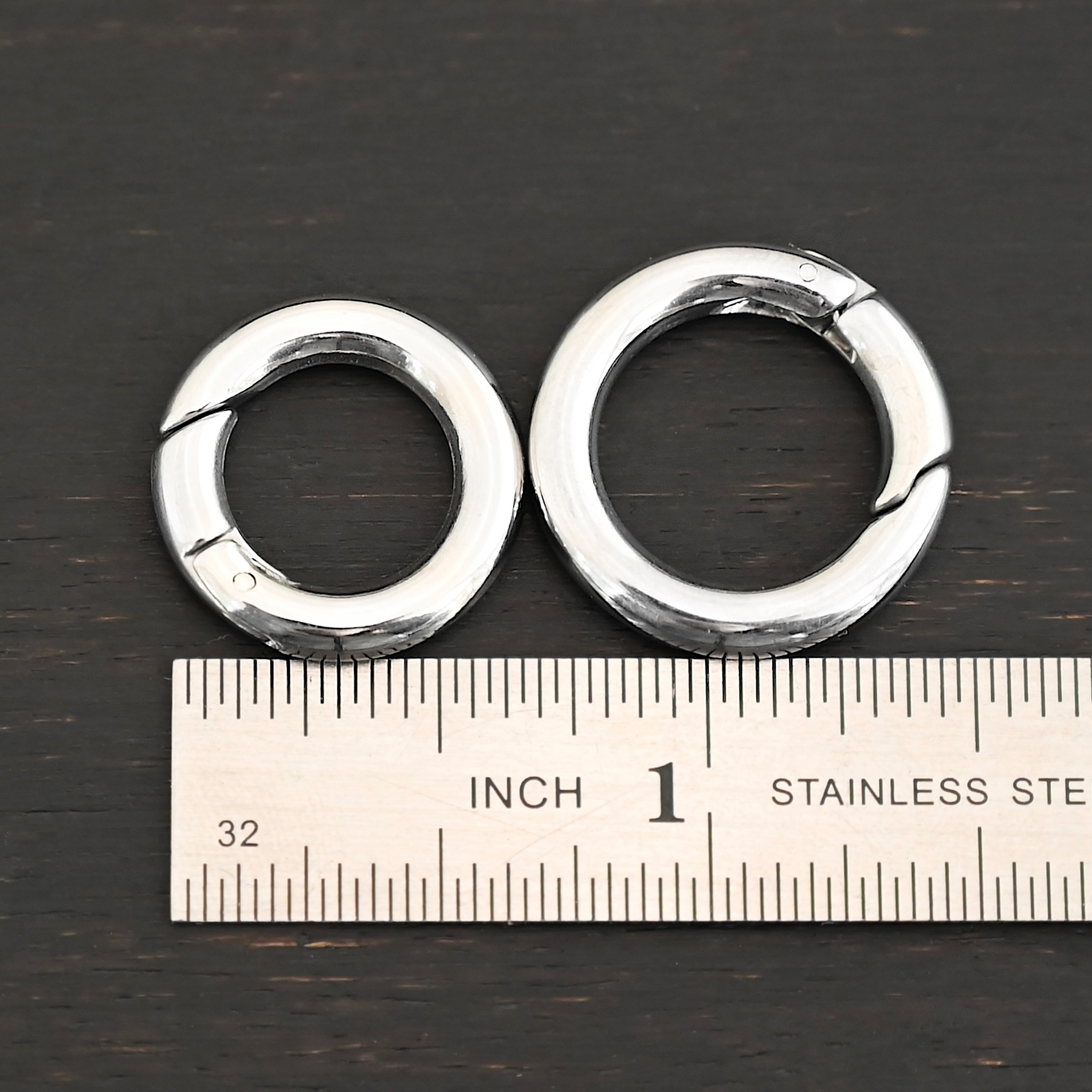 Pheonix Stainless Oval Clasp - shown by ruler
