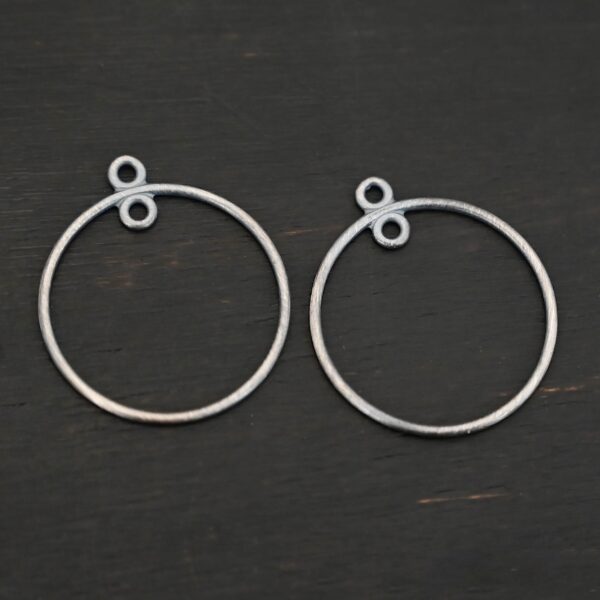 Sterling Silver Tara Hoop Chandelier oxidized smooth shown on dark background
