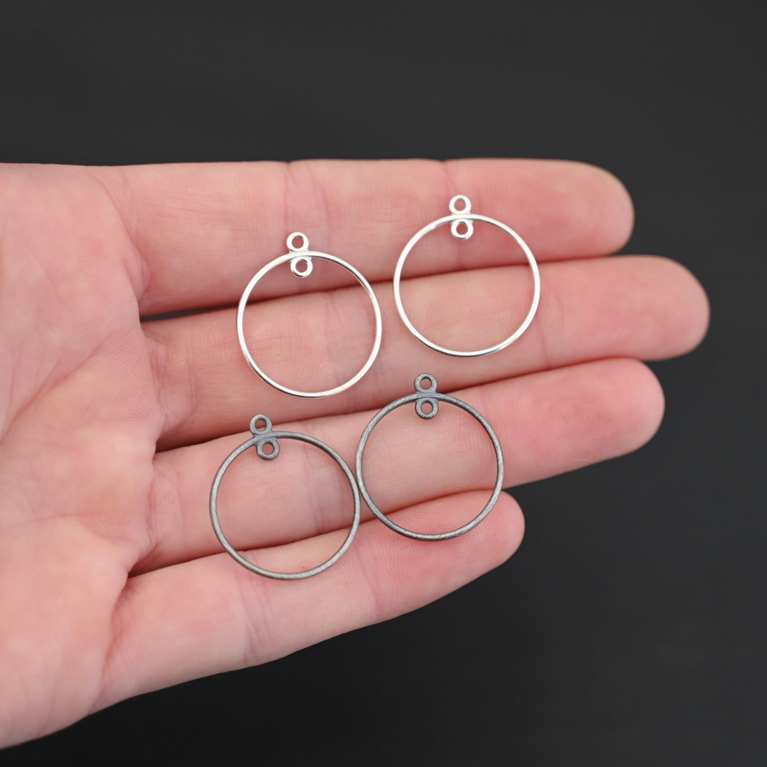 Sterling Silver Tara Hoop Chandelier smooth 3/4" shown in hand