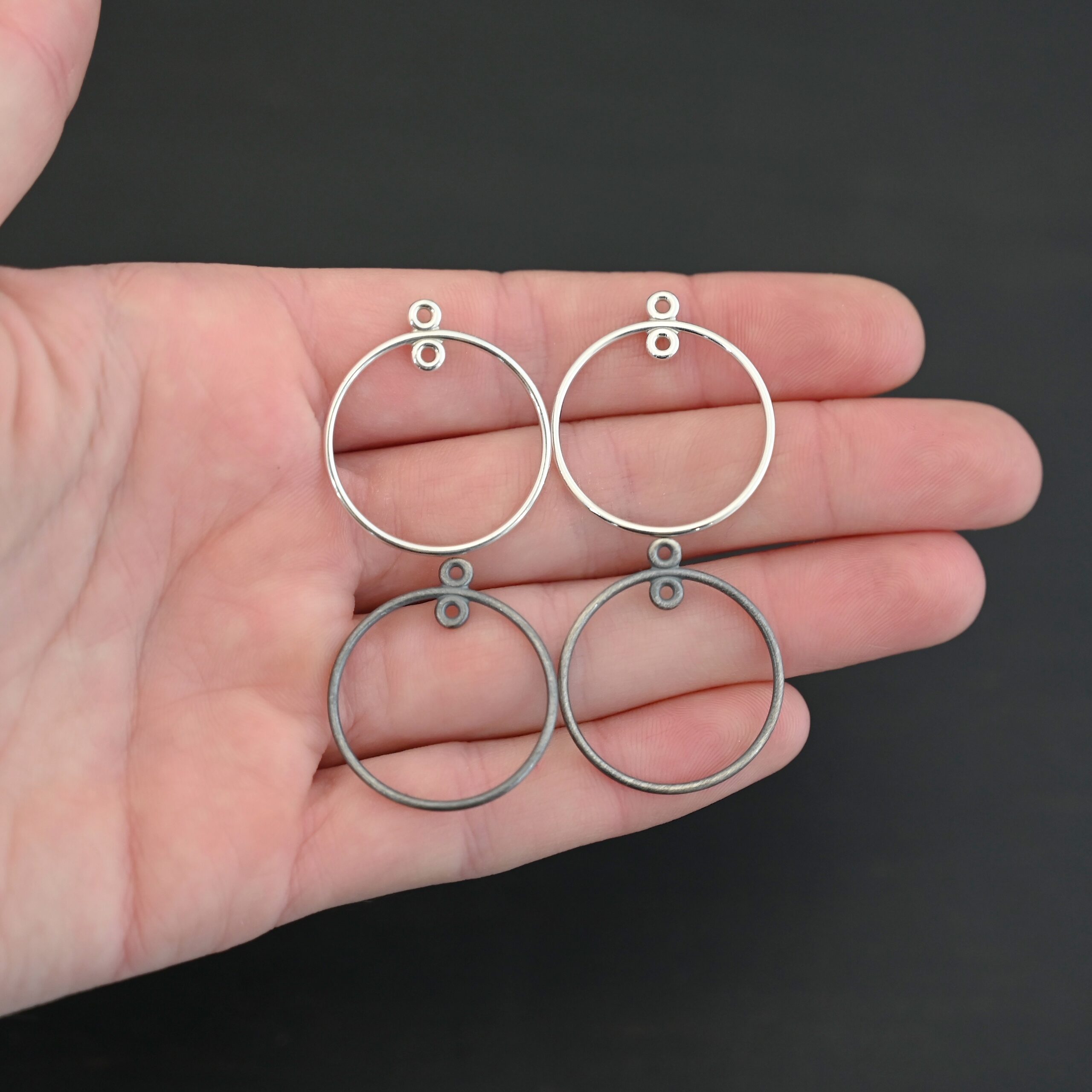 Sterling Silver Tara Hoop Chandelier 1" smooth shown in hand