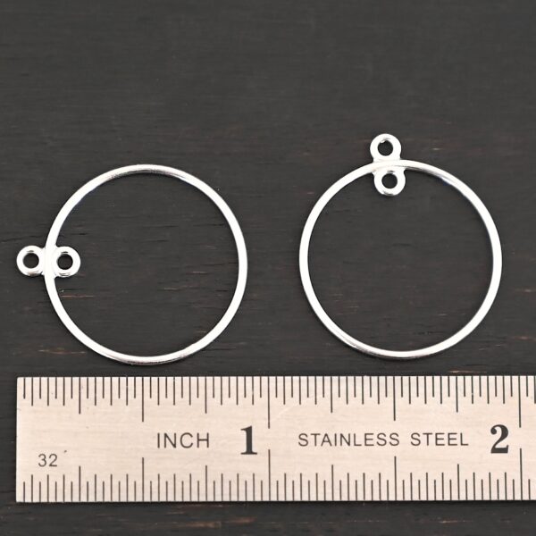 Sterling Silver Tara Hoop Chandelier shiny smooth 3/4" shown by ruler