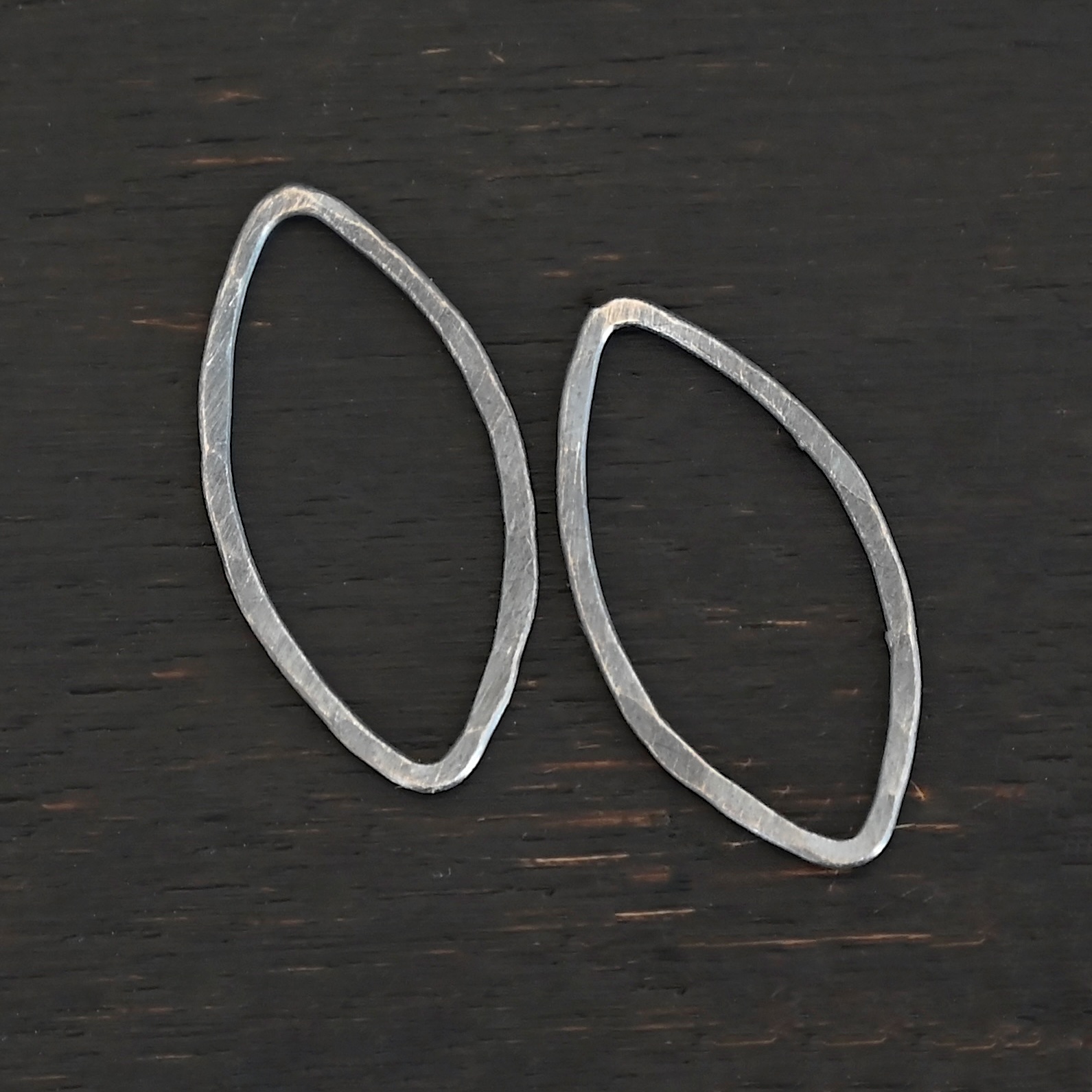 Tanya Marquise Chandelier oxidized hammered 20x9mm Sterling Silver Tanya Marquise Chandelier oxidized hammered 20x9mm shown on dark background