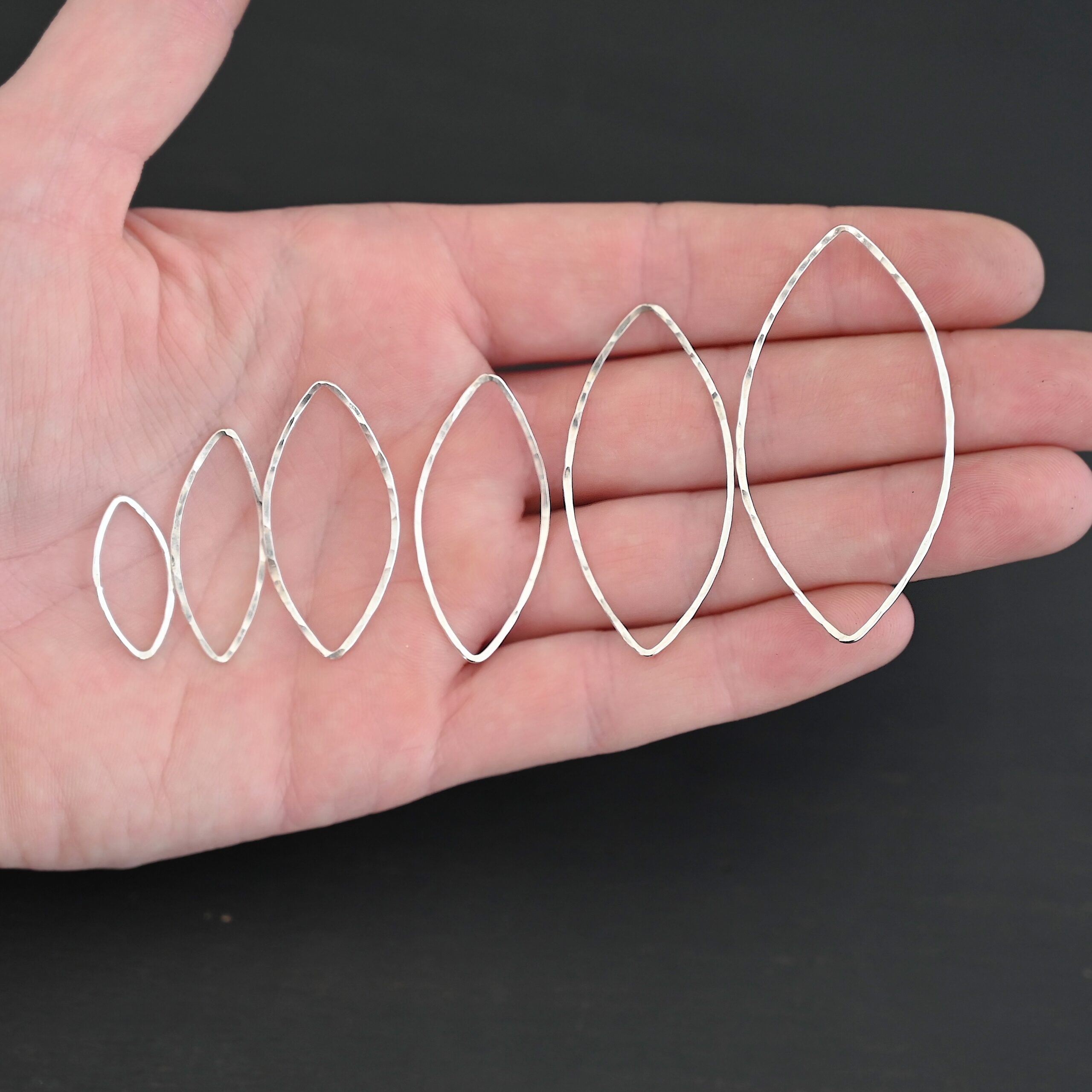 Tanya Marquise Chandelier shiny hammered Sterling Silver Tanya Marquise Chandelier shiny hammered all sizes shown in hand