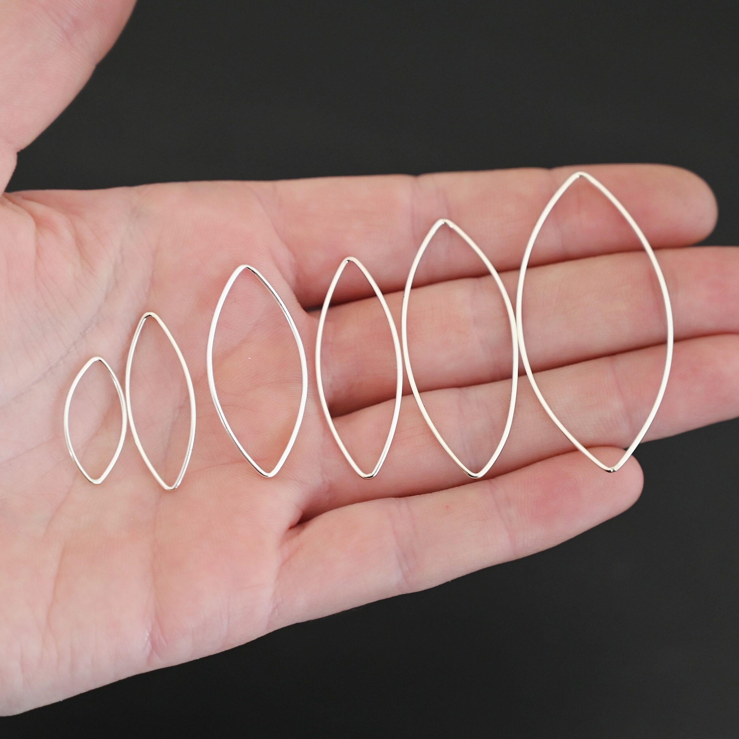 Tanya Marquise Chandelier shiny smooth Sterling Silver Tanya Marquise Chandelier shiny smooth all sizes shown in hand