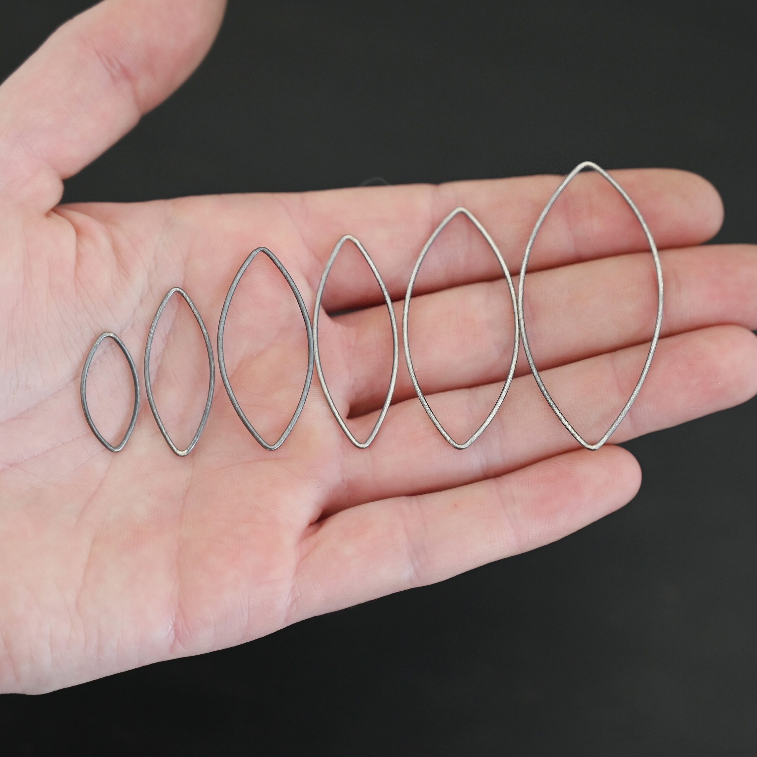 Tanya Marquise Chandelier oxidized smooth Sterling Silver Tanya Marquise Chandelier oxidized smooth all sizes shown in hand