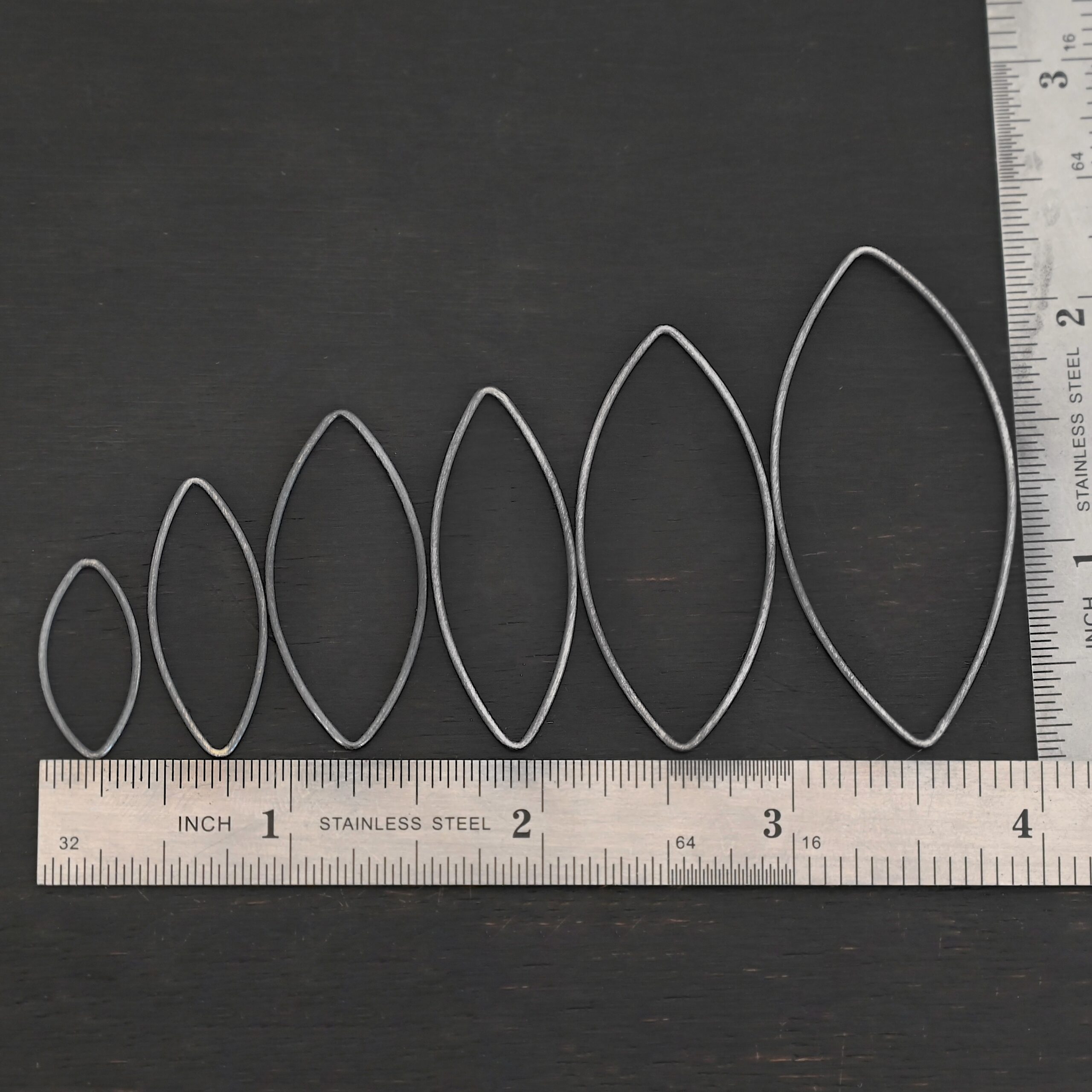 Tanya Marquise Chandelier oxidized smooth Sterling Silver Tanya Marquise Chandelier oxidized smooth all sizes shown by ruler