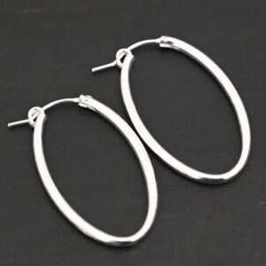 Sterling Silver Oval Hoop Earring – Frances