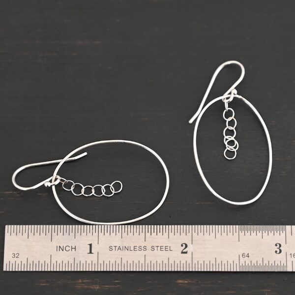 Sterling Silver Farah Chandelier Earring shiny shown by ruler