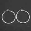 Sterling Silver Frankie Square Hoop Earrings 35mm shiny shown on dark background
