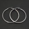Sterling Silver Francesca Hoops 40mm oxidized shown on dark background