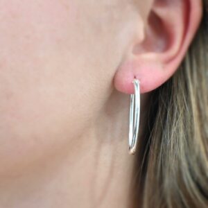 Sterling Silver Oval Hoop Earring – Frances