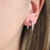 Sterling Silver Frankie Square Hoop Earrings 16mm oxidized shown on model