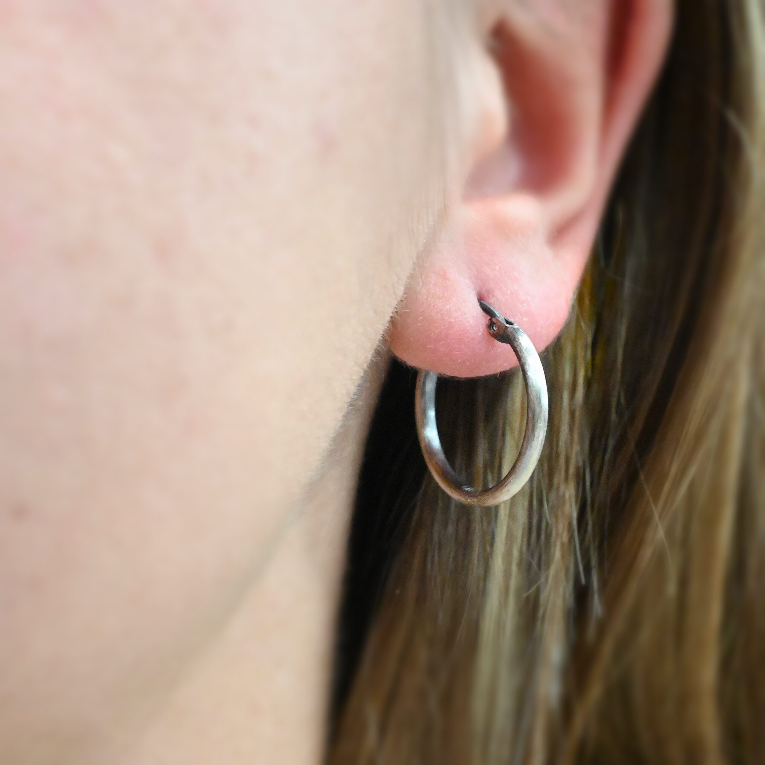 Francesca Hoops 20mm oxidized Sterling Silver Francesca Hoops 20mm oxidized shown on model