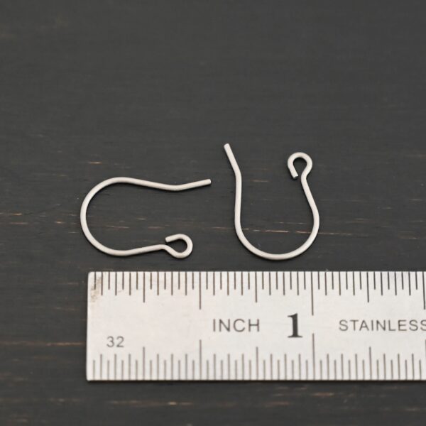 Wednesday Titanium Ear Wire - 16mm shown by ruler
