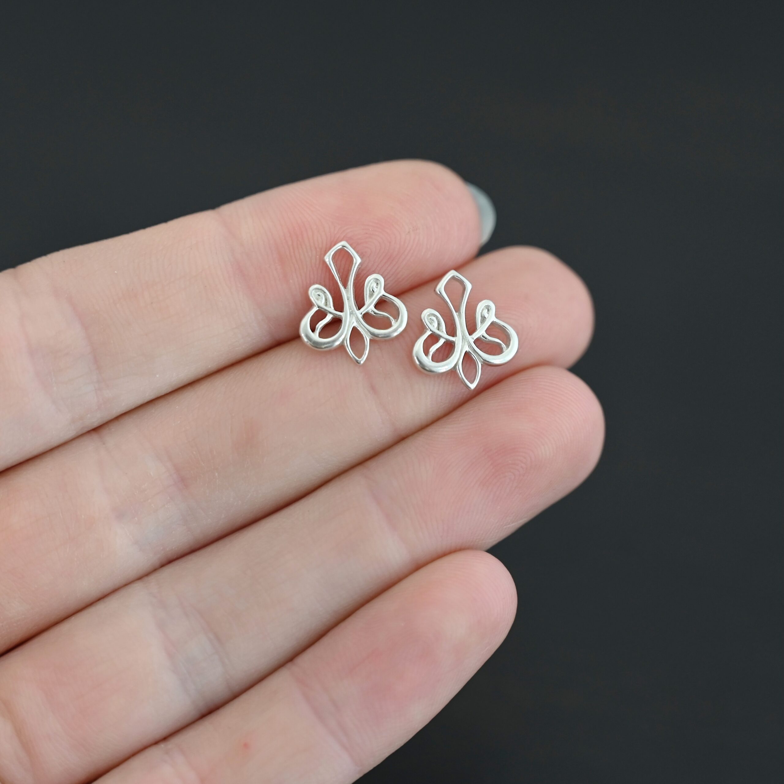 Sterling Silver Tillie Filigree Chandelier shiny shown in hand