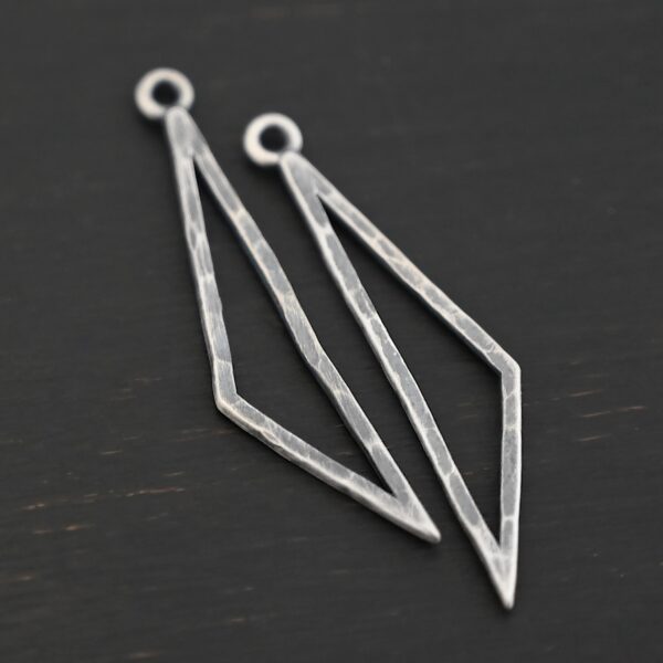 Sterling Silver Trace Triangle Chandelier - oxidized hammered small shown on dark background