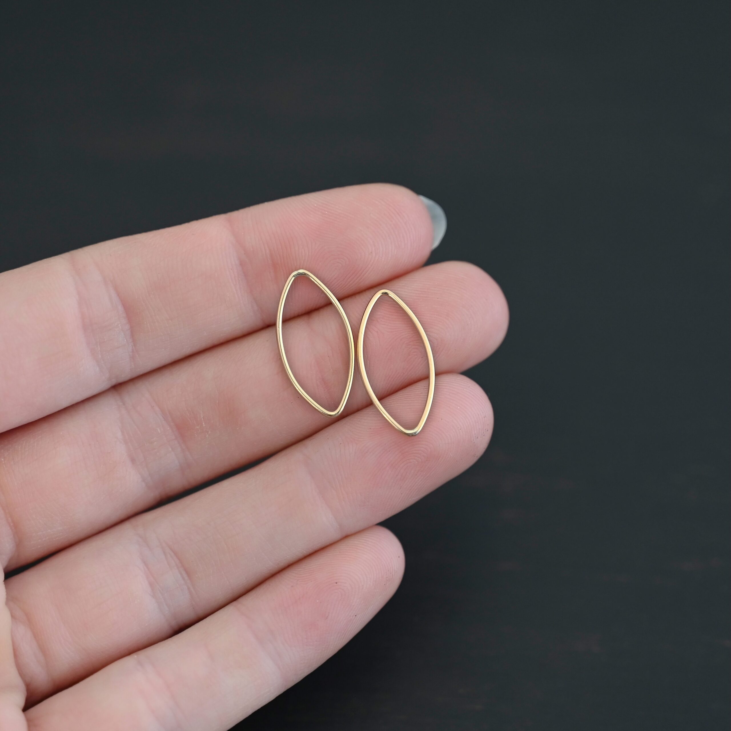 Tina - 14k Gold Filled Marquise Chandelier 20x9mm smooth shown in hand