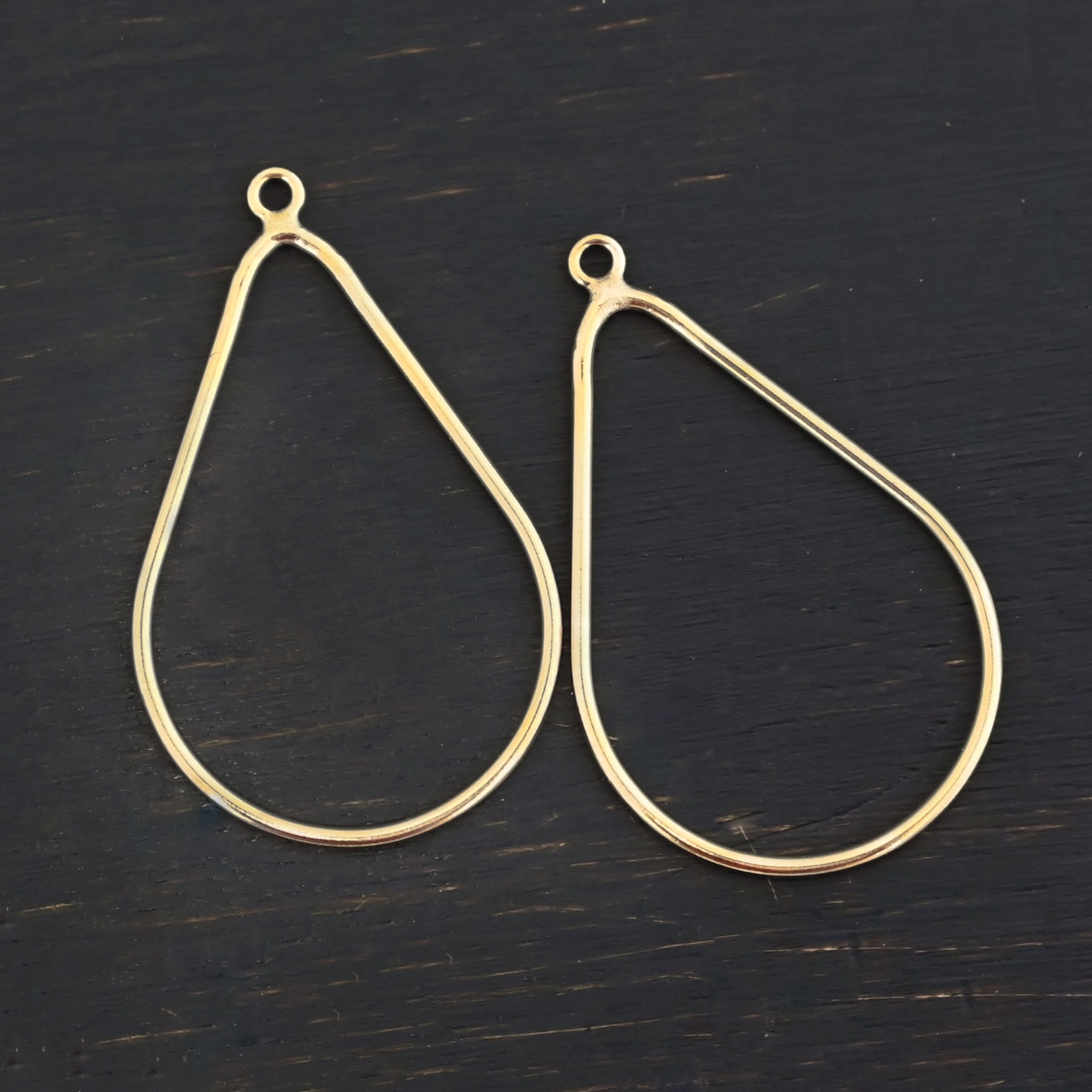 Talia - 14k gold filled Teardrop Chandelier - smooth shown on dark background