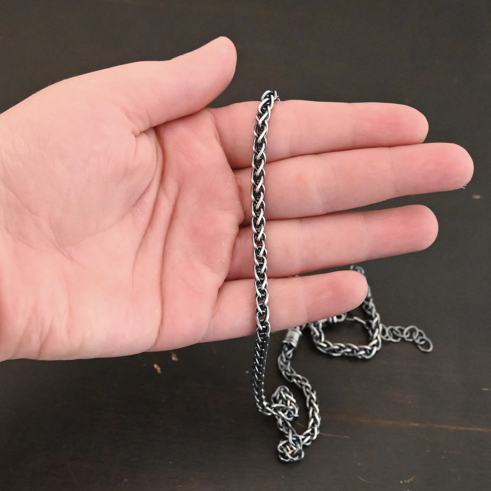 King Cobra Chain - Oxidized shown in hand